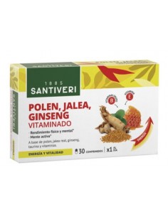 Polen, Jalea, Ginseng Vitaminado 30 comprimidos Santiveri