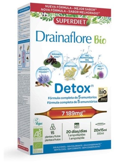 Drainaflore · Bio Detox · 20 Ampollas | Herbolario Online