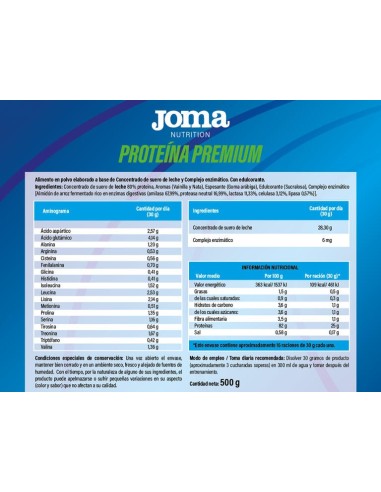 Proteína Premium Sabor Vainilla 500g Joma
